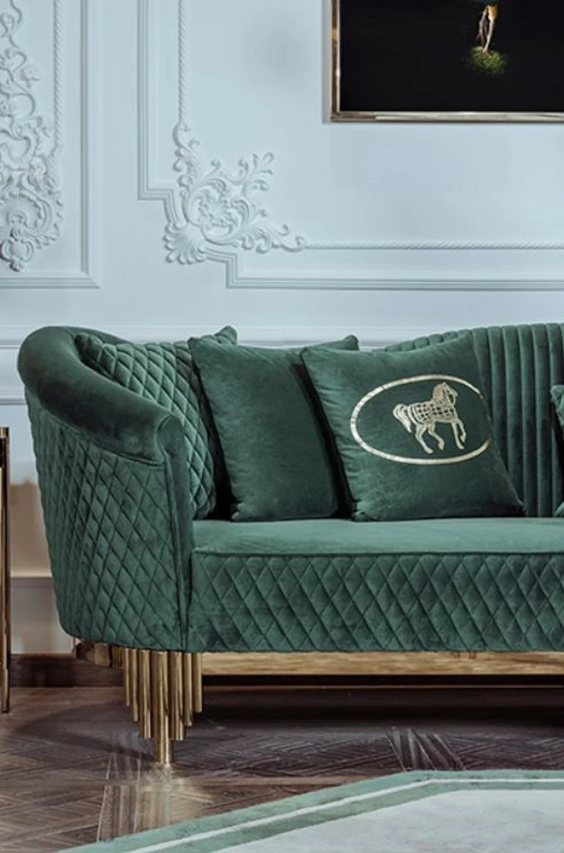 Luxury sofa green / gold 260 x 88 x H. 88 cm - Modern living room sofa - Living room & hotel furniture - Luxury collection
