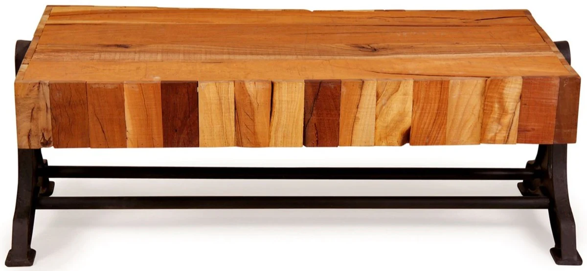 Country house style coffee table natural color / black 120 x 60 x H. 46 cm - living room furniture