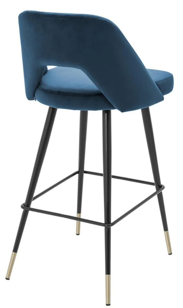 Luxury bar chair blue / black 50 x 50 x H. 100 cm - Luxury bar stool with backrest
