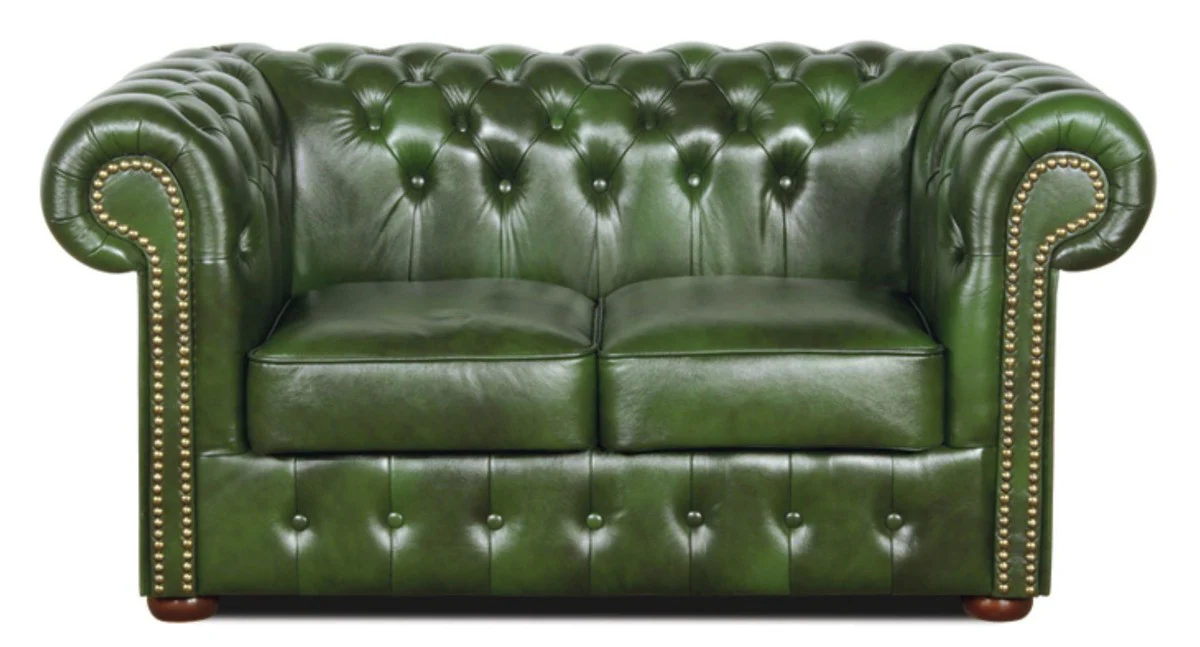 Chesterfield genuine leather 2-seater sofa green 160 x 90 x H. 78 cm - luxury collection