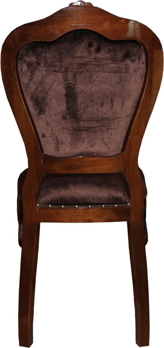 Baroque Luxury Dining Chair Brown/Brown - Women's Dressing Table Chair - Limited Edition
