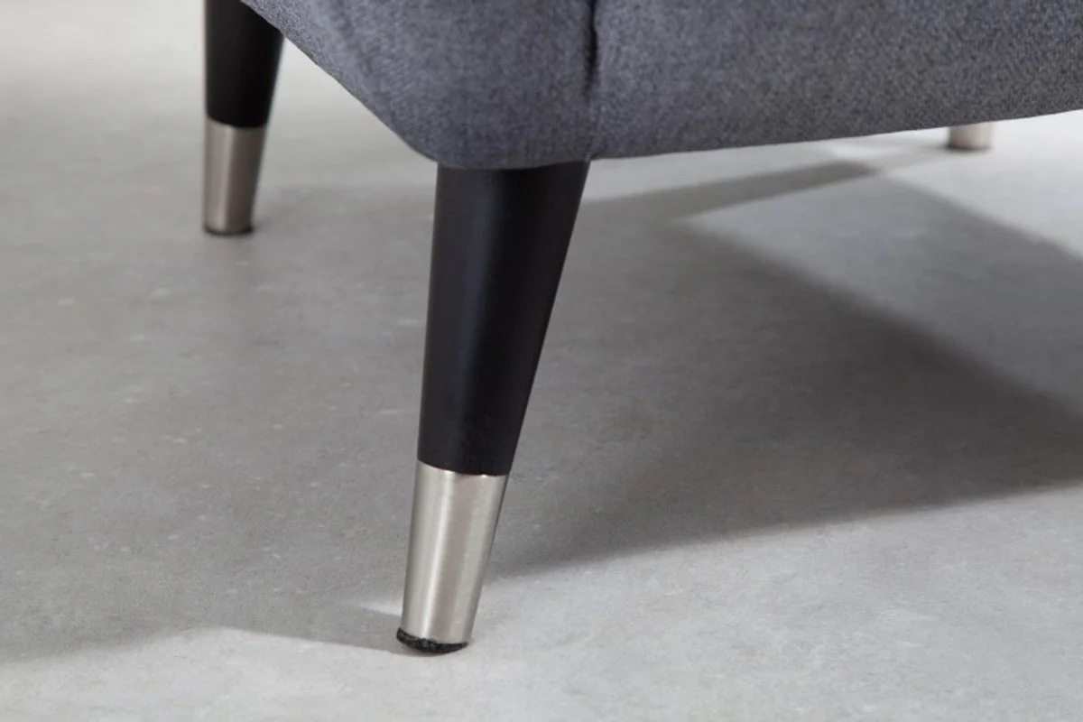 Chesterfield wing chair gray / silver / black from Casa Padrino