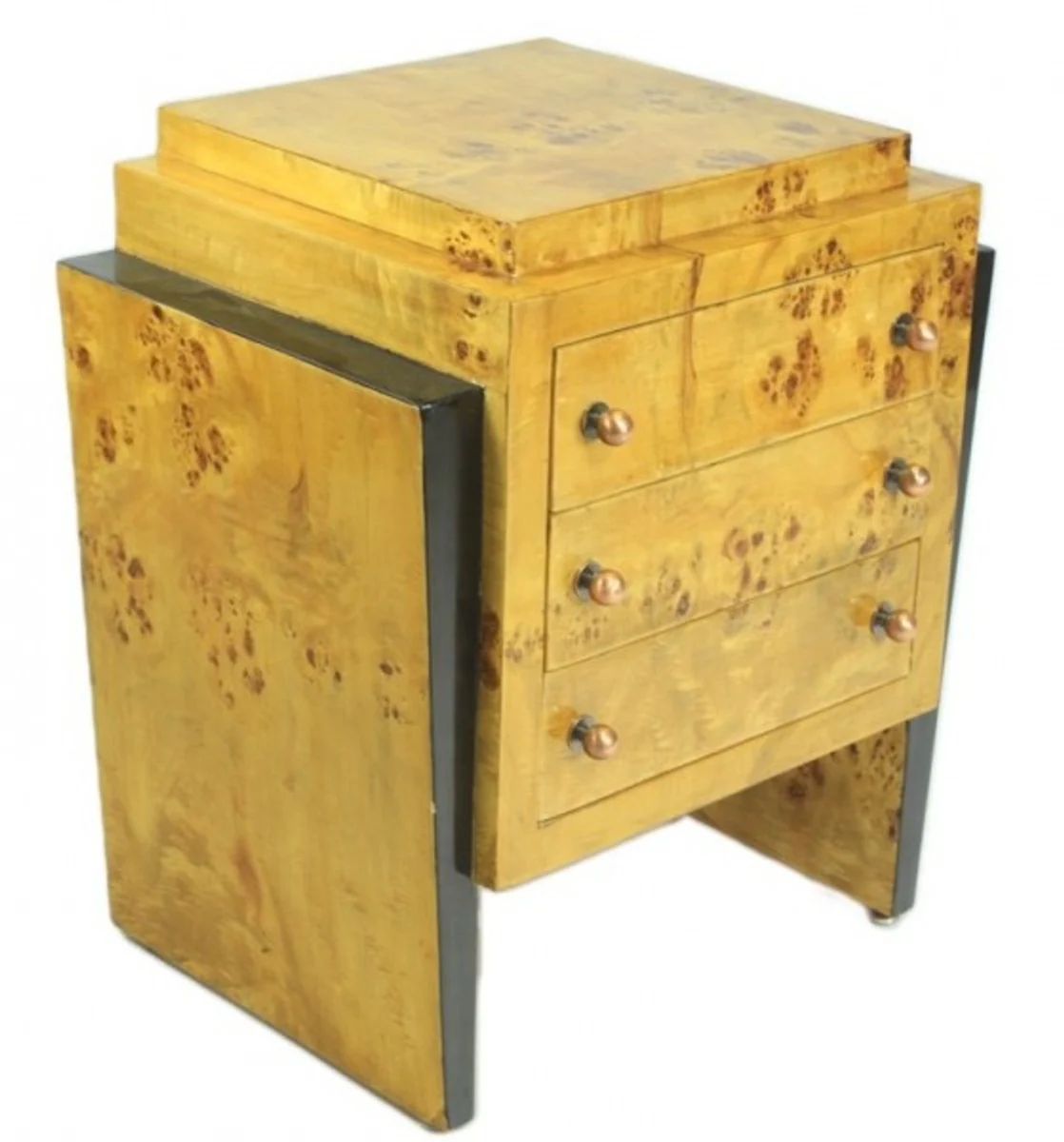 Art Deco Chest of Drawers Bird's Eye Maple / Black - Handcrafted Solid Wood Bedside Table - Art Deco Furniture