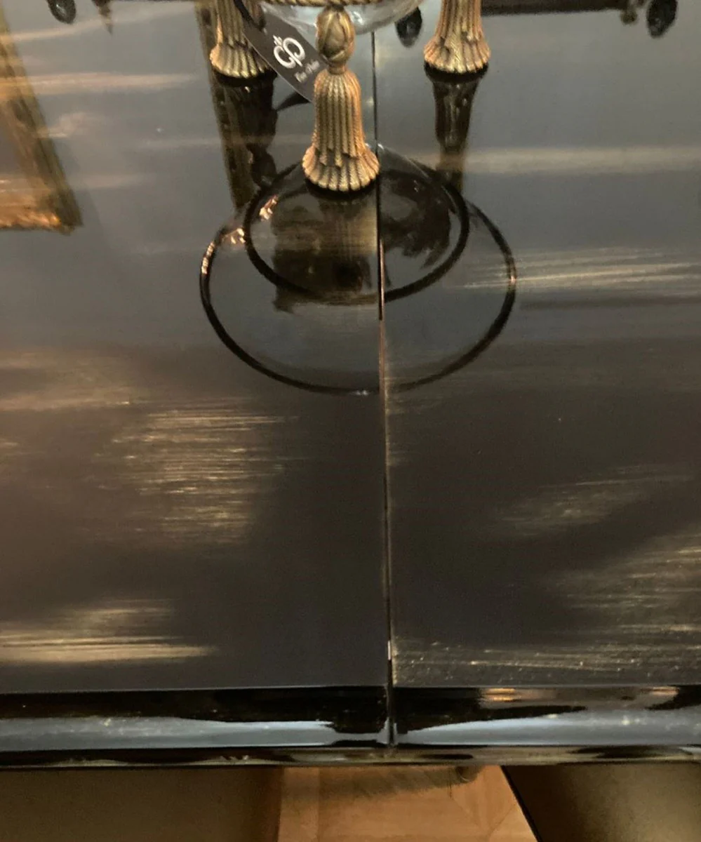 Luxury Baroque dining room set gold / black - 1 extendable Baroque dining table & 6 Baroque dining room chairs - Baroque dining room furniture - Luxury furniture in Baroque style - Noble & magnificent