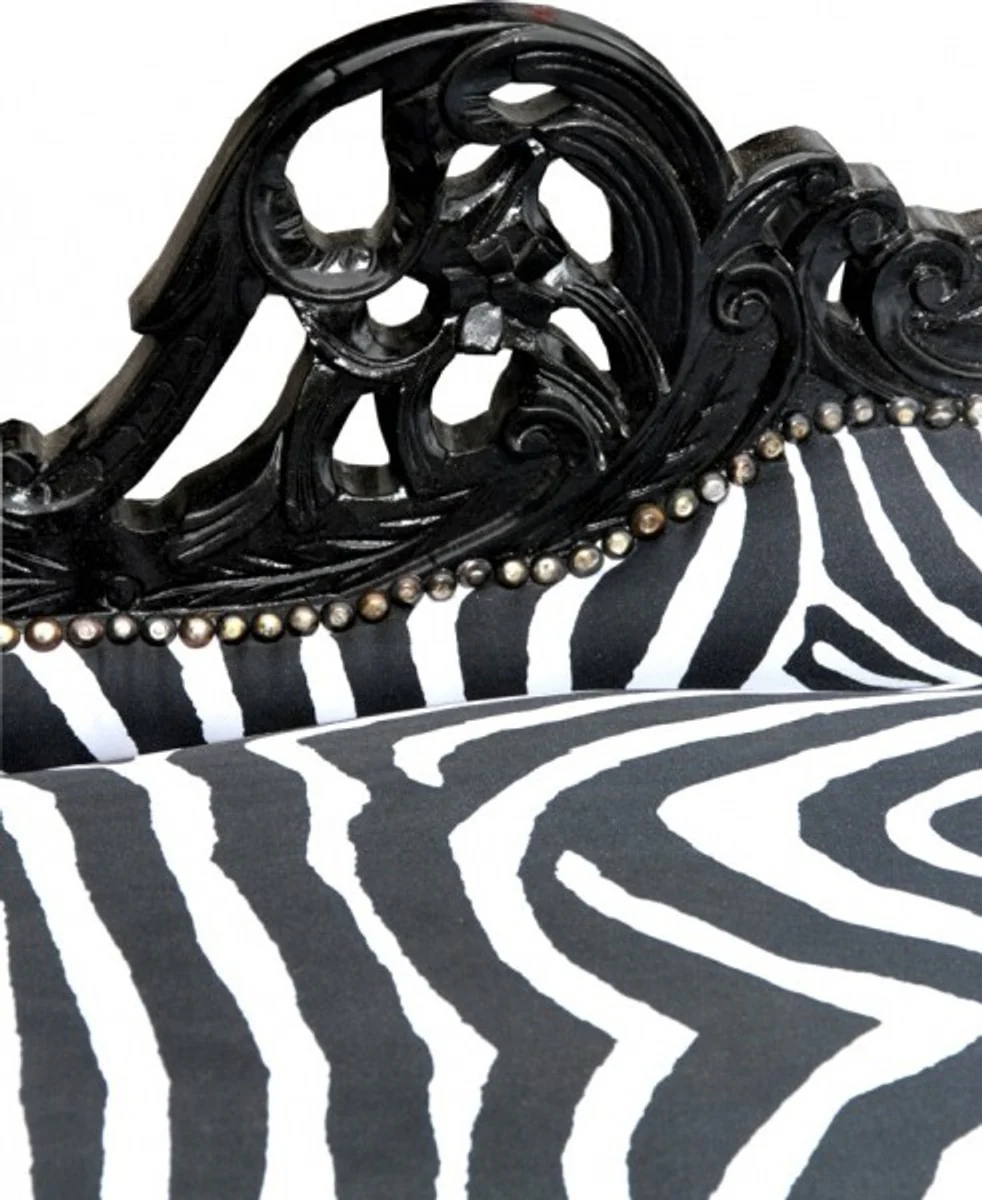 Baroque Chaise Longue Zebra / Black - Furniture Lounge Lounger Recamiere