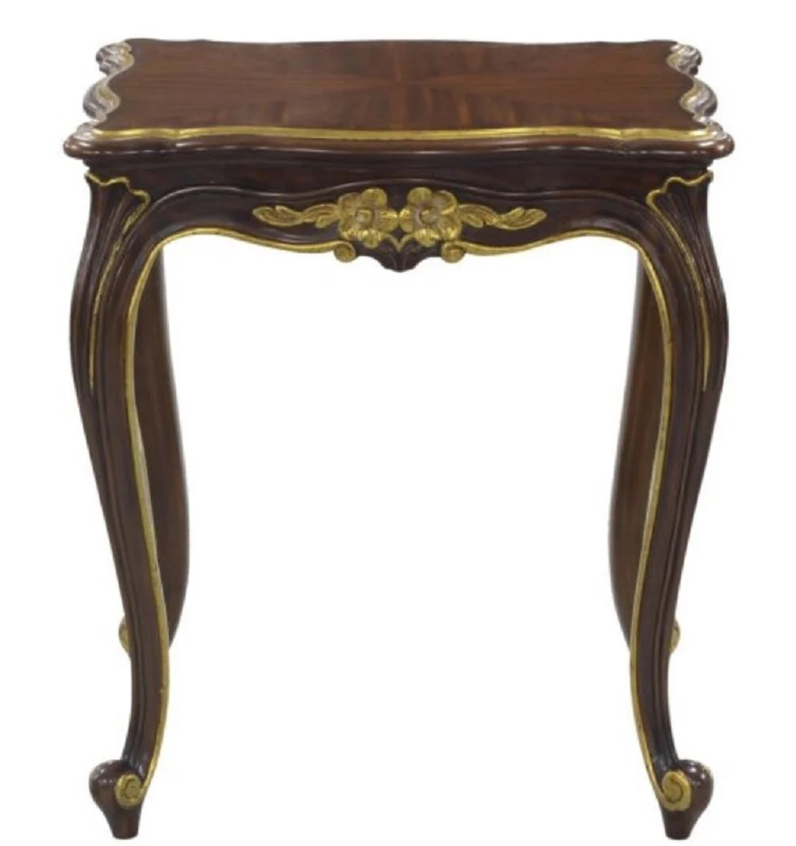 Luxury baroque side table dark brown / gold 58 x 48 x H. 66 cm - luxury quality