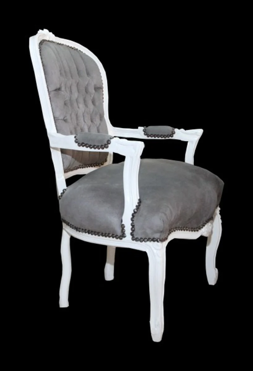 Baroque Salon Chair Gray / White - Furniture Baroque Furniture
