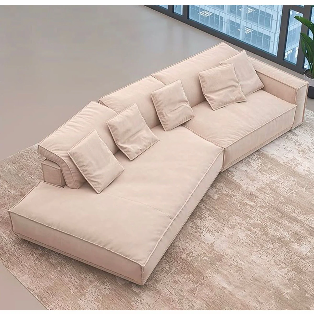 Luxury Living Room & Hotel Sofa Right Side Beige 320 cm - Luxury Furniture