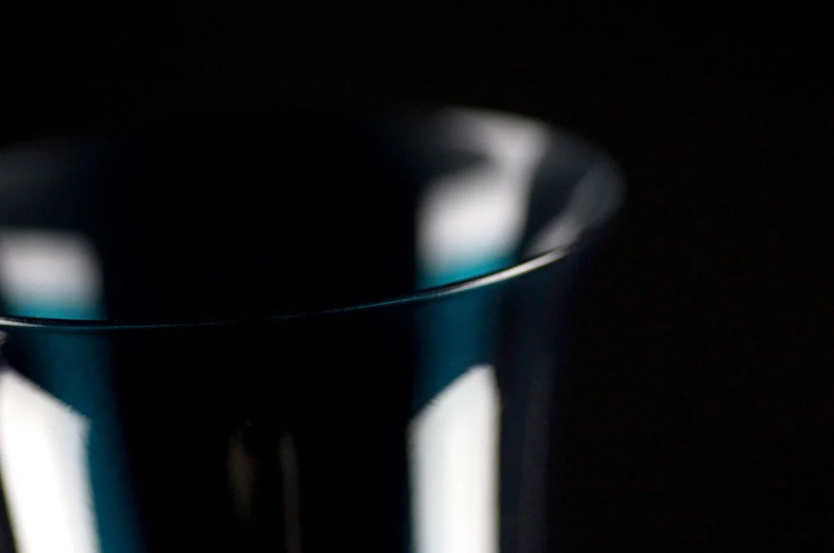 Luxury Baroque white wine glass set of 6 blue-green Ø 8.5 x H. 21 cm - Handmade wine glasses - Hotel & Restaurant Accessories - Luxury quality