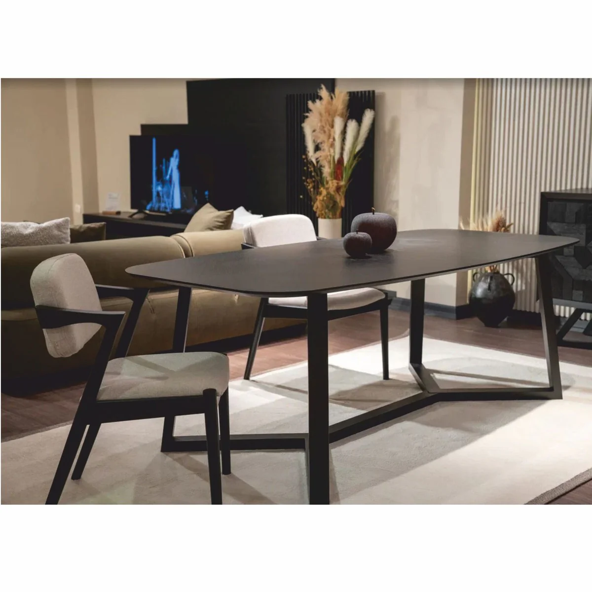 Luxury solid wood dining table black 220 cm - dining room furniture