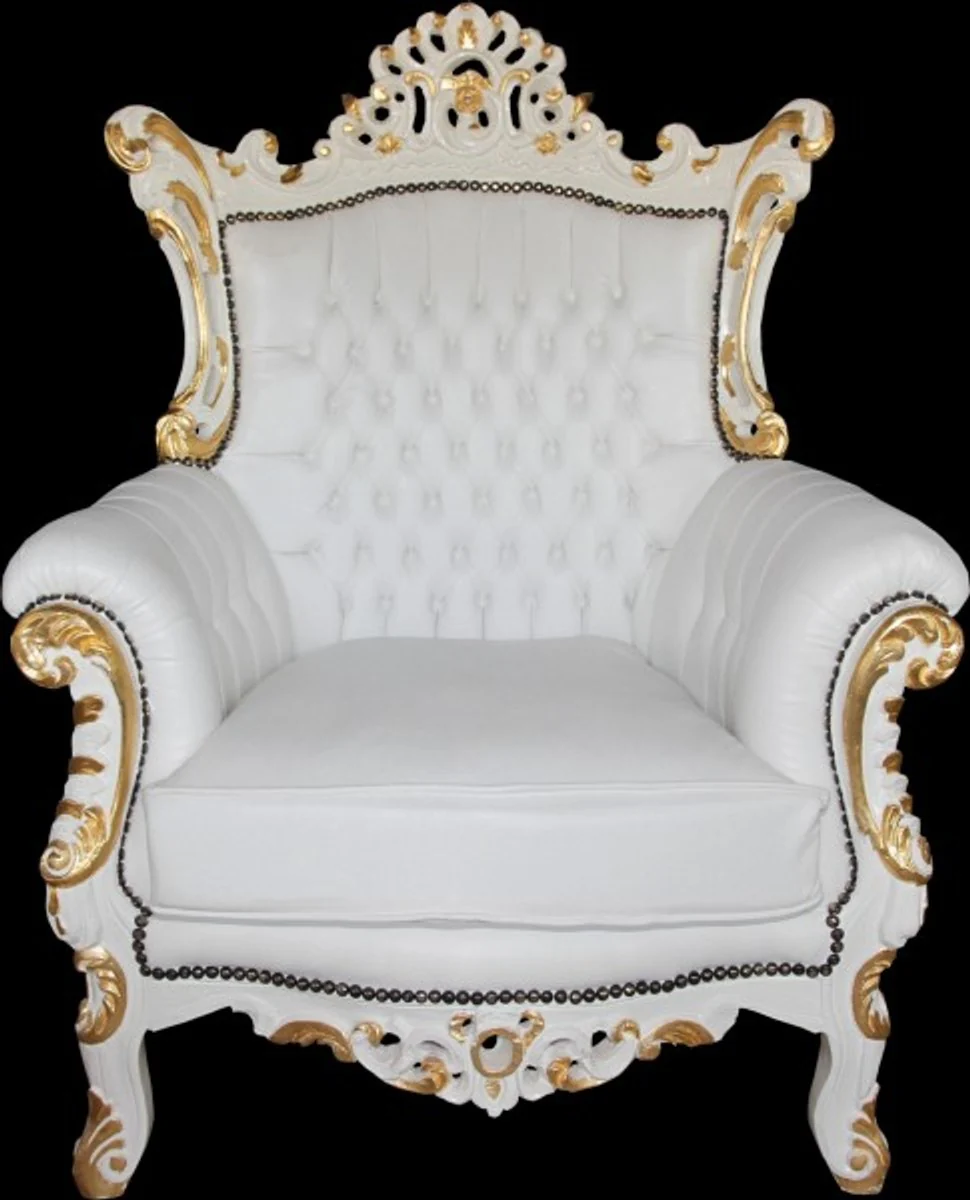 Barock Sessel Al Capone Weiß/Gold Mod2 - Limited Edition