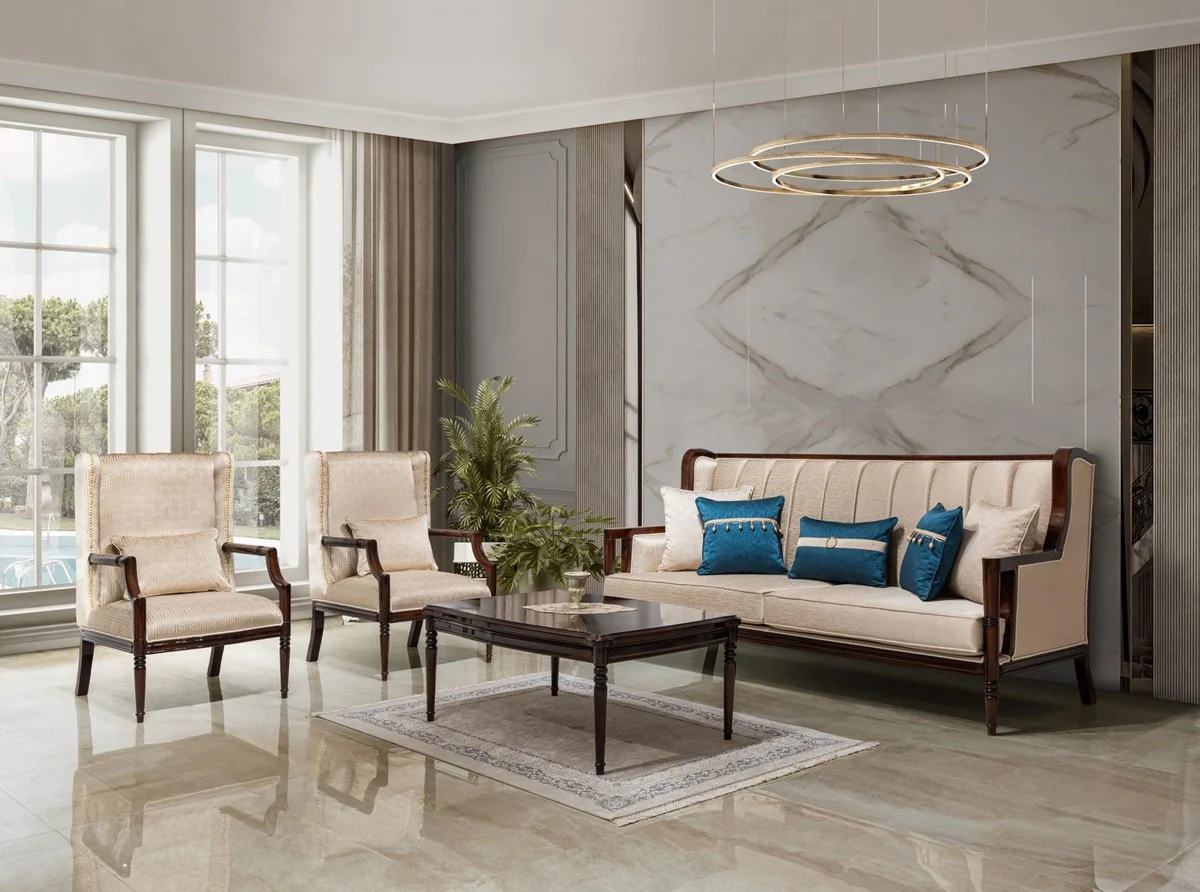 Luxury baroque coffee table dark brown 117 cm