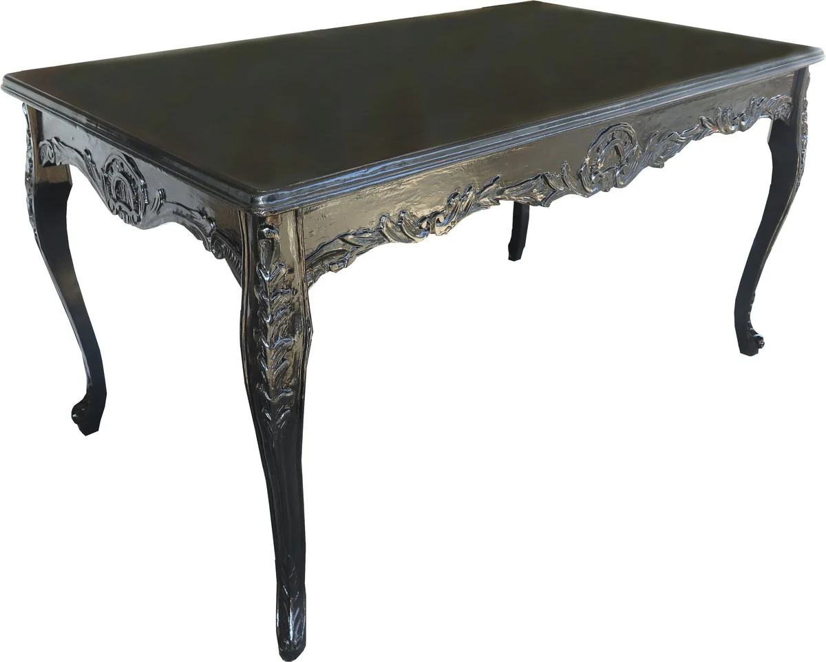 Baroque dining table black with glass top 200 x 100 cm - dining room table - Limited Edition