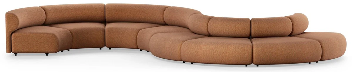 Luxury sofa brown 590 x 340 x H. 72 cm - Curved modular 8-piece sofa - Hotel sofa - Living room furniture - Hotel furniture - Luxury furniture