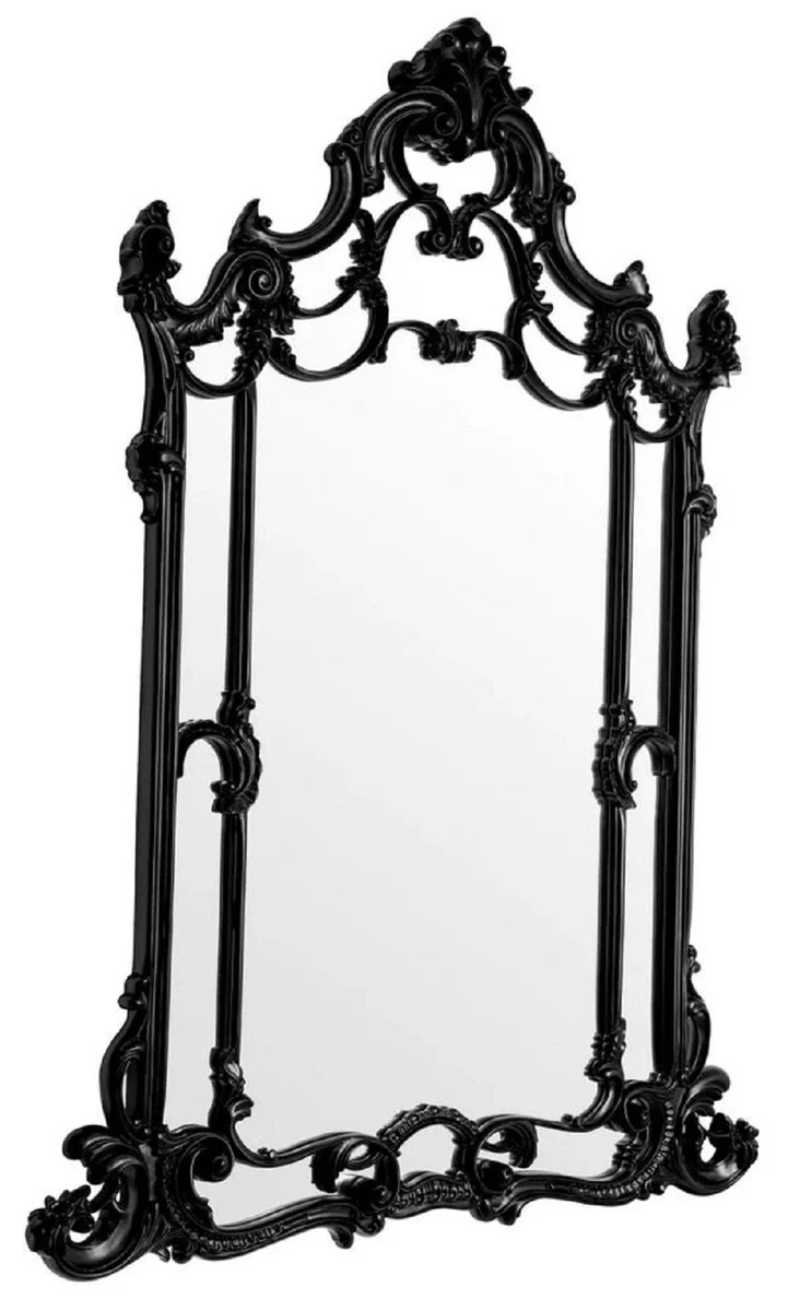 Luxury Baroque Mahogany Mirror Black - Magnificent Baroque style wall mirror made of hand-carved mahogany wood - Luxury furniture in the Baroque style - Magnificent Baroque furniture - Noble & magnificent