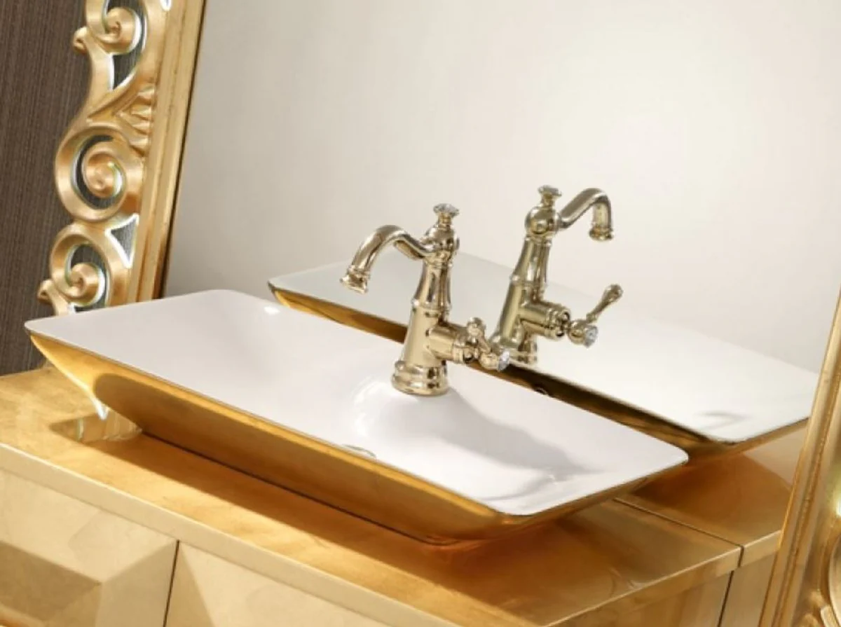 Luxury Baroque Bathroom Set Gold - Vanity unit with sink and wall mirror - Magnificent bathroom furniture in the Baroque style