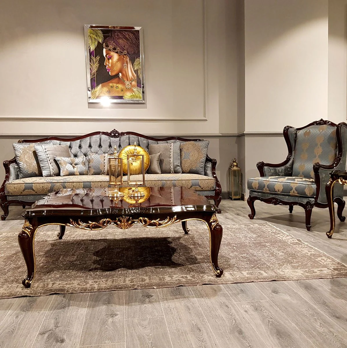 Luxury Baroque Coffee Table Dark Brown - Handcrafted Solid Wood Living Room Table - Baroque Living Room Furniture - Noble & Magnificent