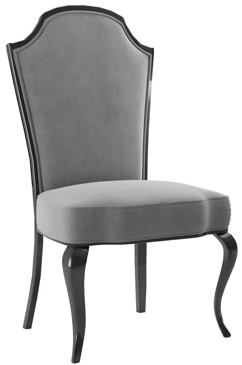 Luxury Baroque Dining Room Chair Set Gray / Black 55 x 53 x H. 113 cm - Baroque Kitchen Chairs Set of 6 - Dining Room Furniture in Baroque Style