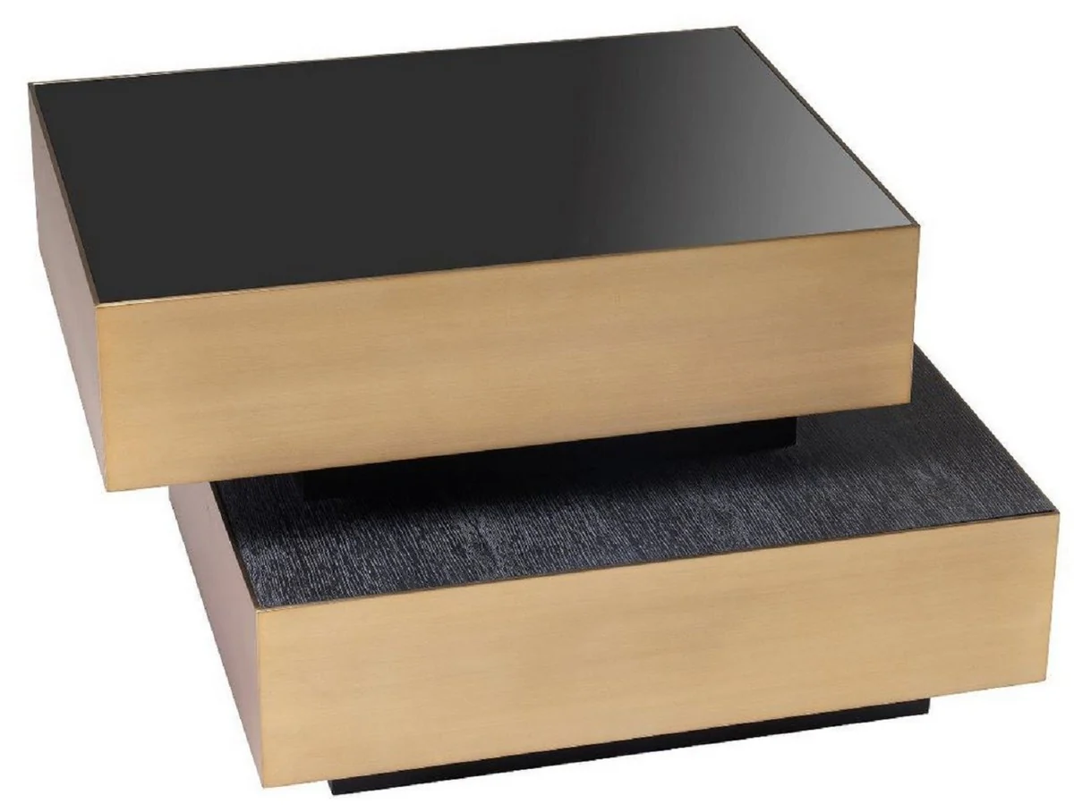 Luxury side table brass colored / anthracite gray / black 62 x 80 x H. 48 cm - living room furniture - luxury quality