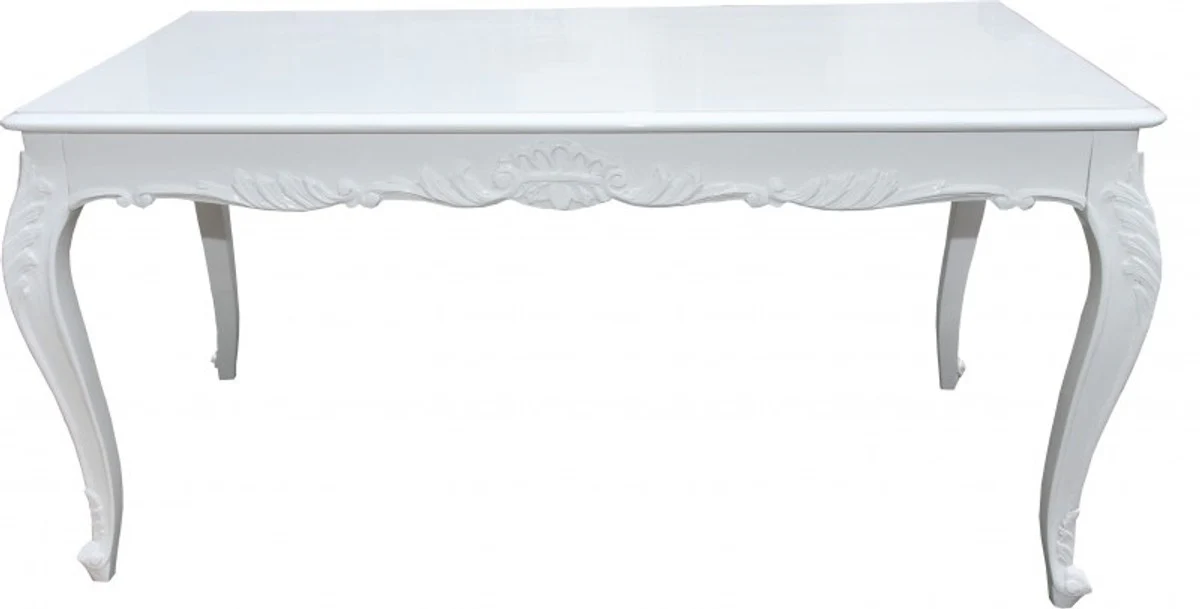 Baroque dining table white glossy 140 cm