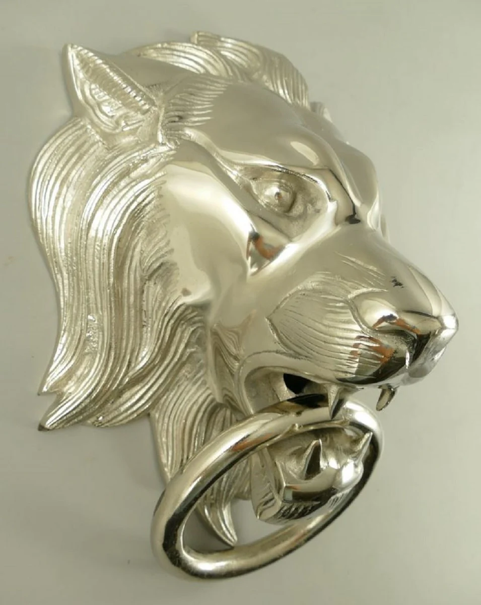 Baroque aluminum door knocker lion silver H. 40 cm - Baroque decorative accessories