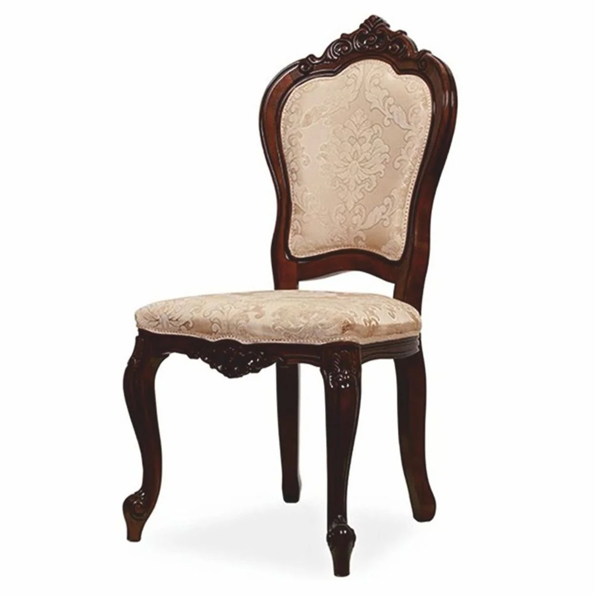 Luxury baroque dining room chair set of 8 with pattern beige / brown H. 103 cm