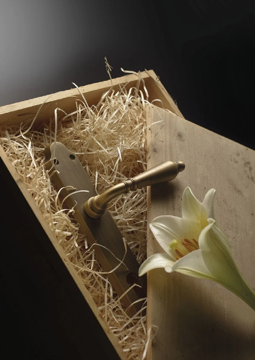 Barock Türgriff Set Messing patiniert H. 20,4 cm - Made in Italy