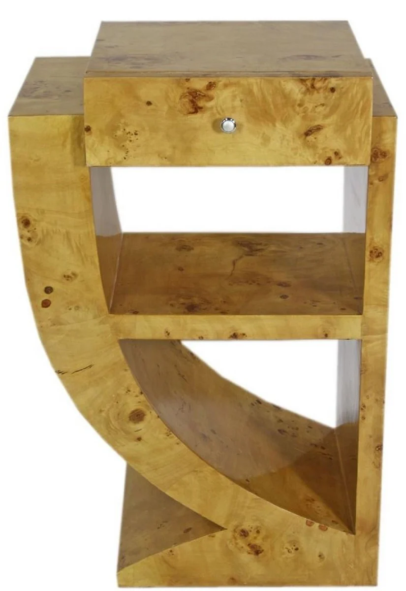 Art Deco side table set light brown 50 x 40 x H. 75 cm - root wood side tables with drawer - bedside tables - luxury quality