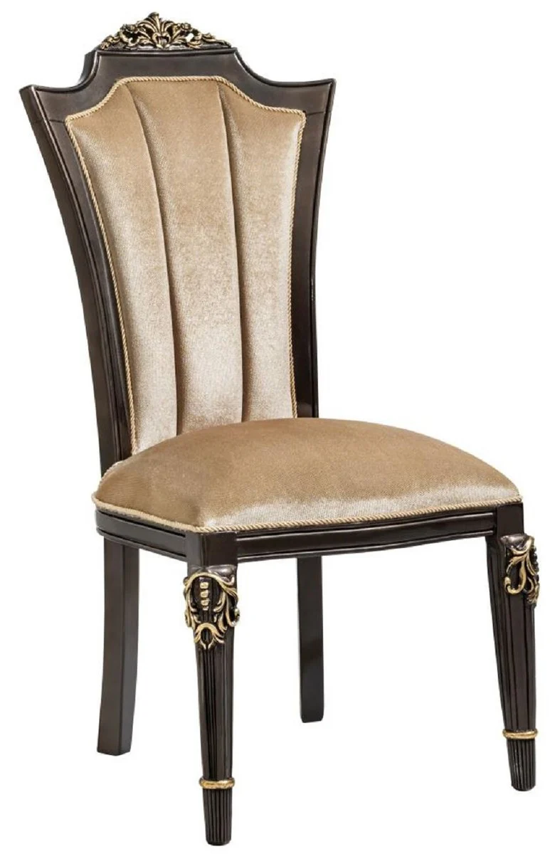 Luxury Baroque Dining Room Chair Set of 6 Light Brown - Baroque Furniture