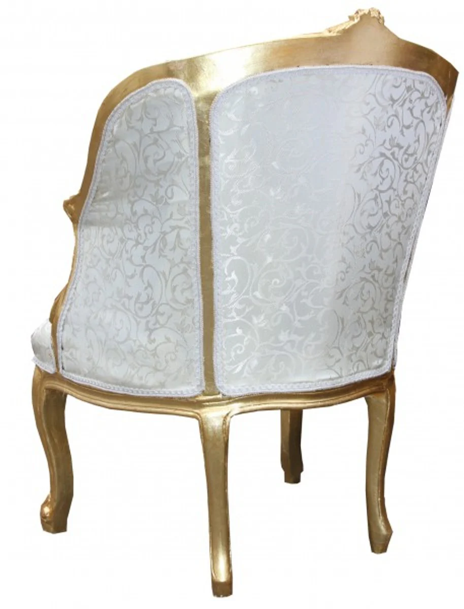 Barock Salon Sessel Weiß/ Gold - Cocktailsessel