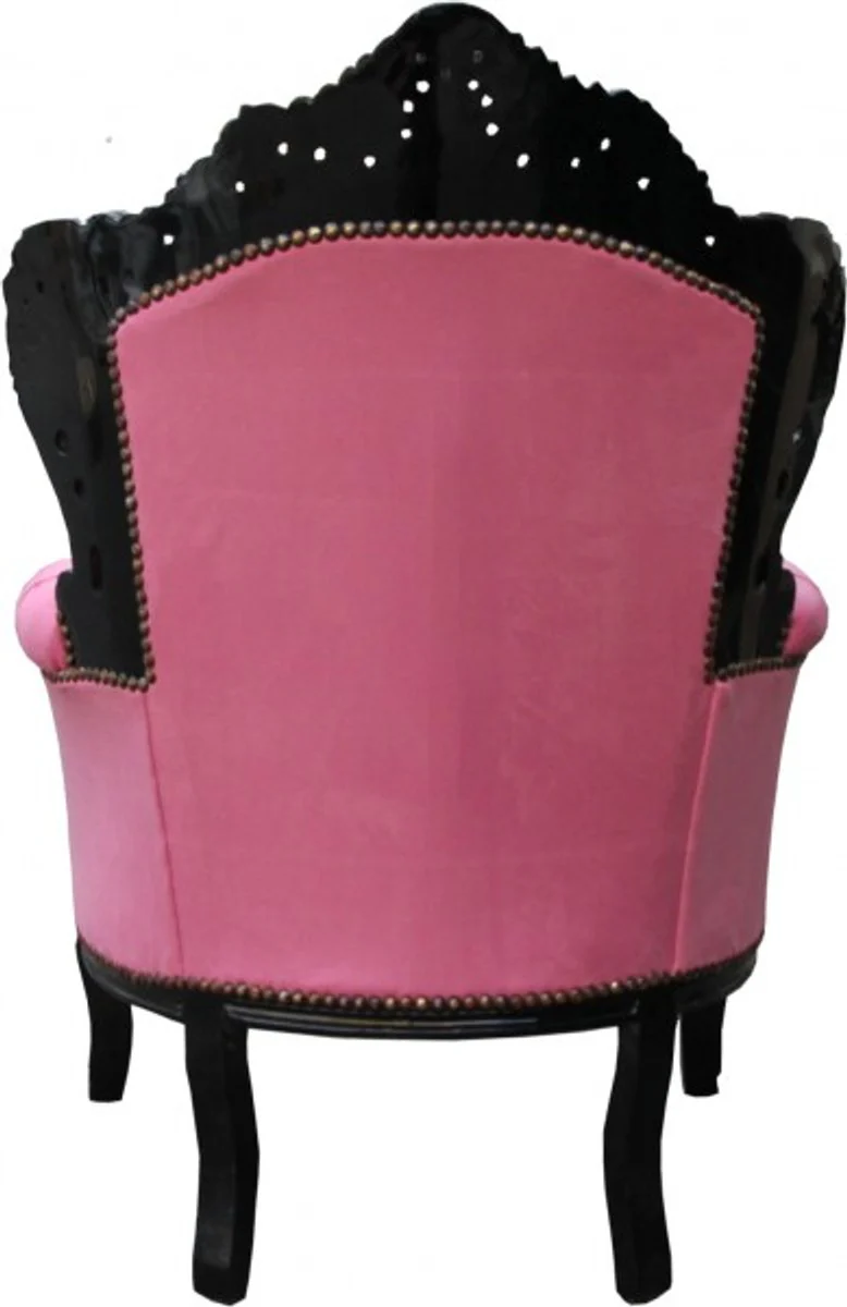 Baroque armchair King pink / black with glittering stones - Limited Edition