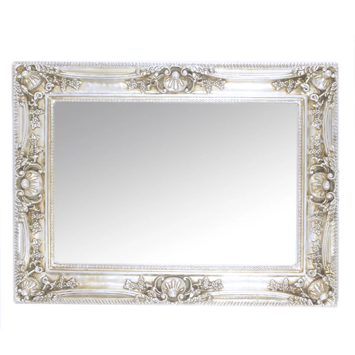 Baroque wall mirror silver with patina height 130 cm, width 96 cm - noble & magnificent