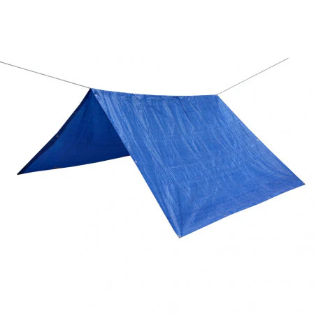 Camping floor - RAFFIA CANVAS 2 X 3 - blue