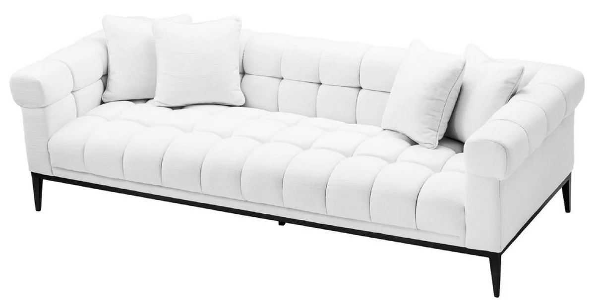 Luxury sofa white / black 240 x 98 x H. 69 cm - Living room sofa with 4 cushions - Living room furniture - Luxury furniture