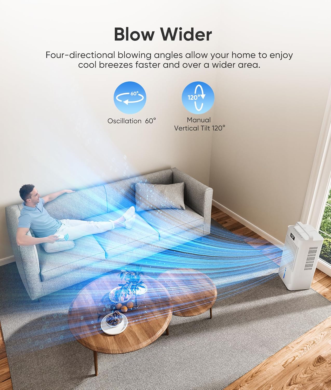 Portable Air Conditioners, 3-IN-1 Swamp Cooler, Evaporative Air Cooler,Remote & Touch Control, 90°+90° Oscillation,LED Screen, Air Coolong Fan for Outdoor Indoor