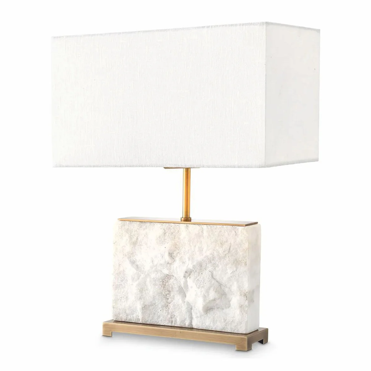 Luxury marble table lamp white / antique brass H. 55 cm - Marble desk lamps