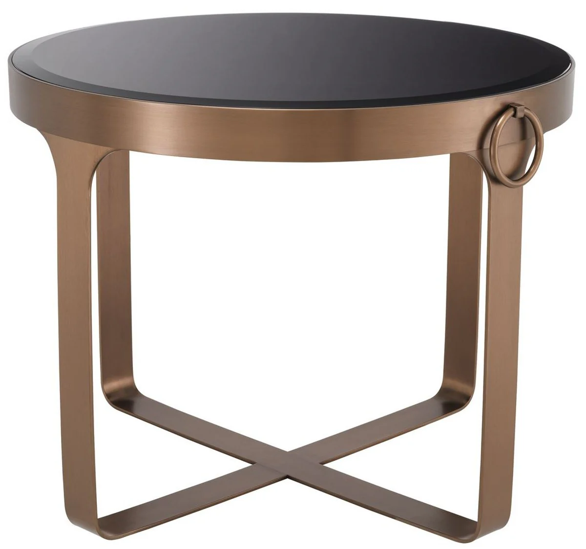 Luxury side table copper / black Ø 60 x H. 47 cm - Round stainless steel table with glass top - Living room furniture - Luxury furniture