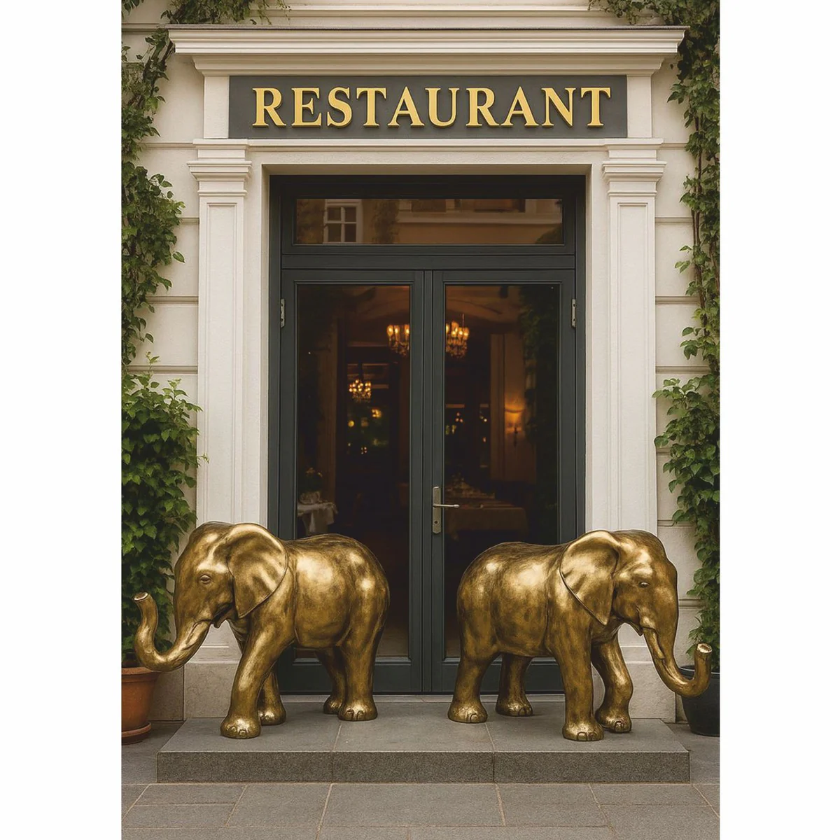 Decorative sculpture elephant antique gold 84 x H. 57 cm - decorative figure