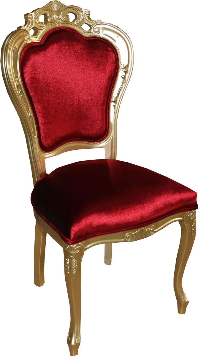 Luxury baroque dining room chair in burgundy red/gold - designer chair - luxury quality