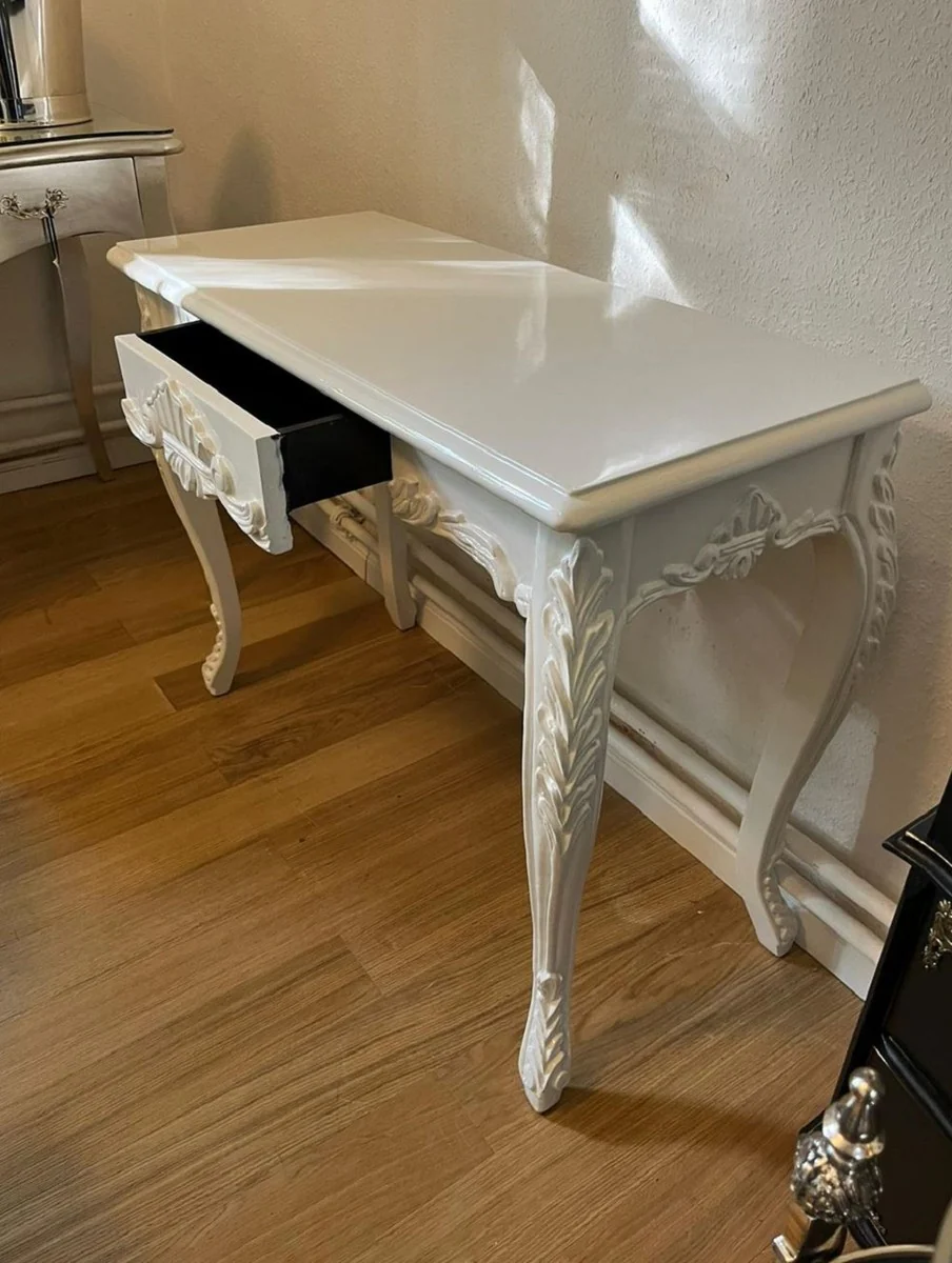 Baroque console white - Handcrafted console table with drawer - Solid wood furniture in baroque style - Baroque furniture - Noble & magnificent