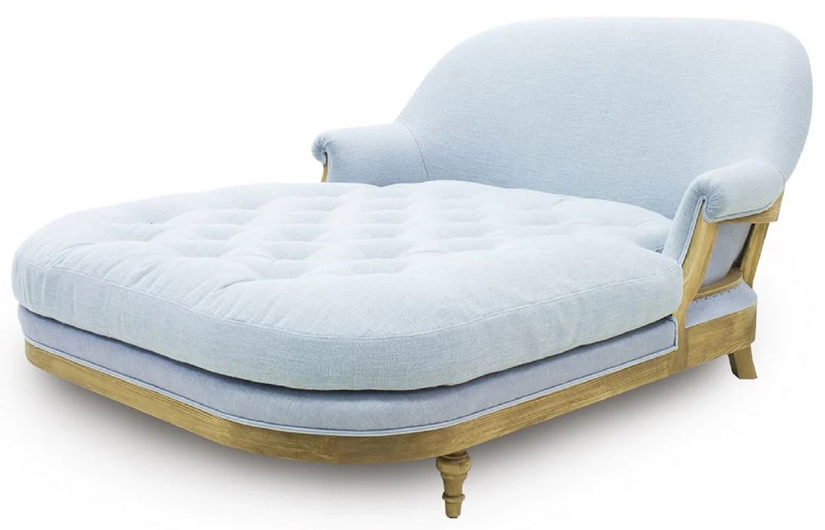 Luxury chaise longue light blue / brown 140 x 185 x H. 91 cm - Living room lounge chair - Recamiere - Living room furniture - Luxury furniture - Luxury collection