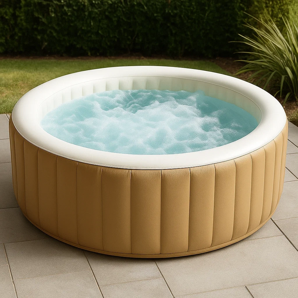 Inflatable whirlpool 196x196x71 cm 4-seater round beige/white kyqEnLz310nC