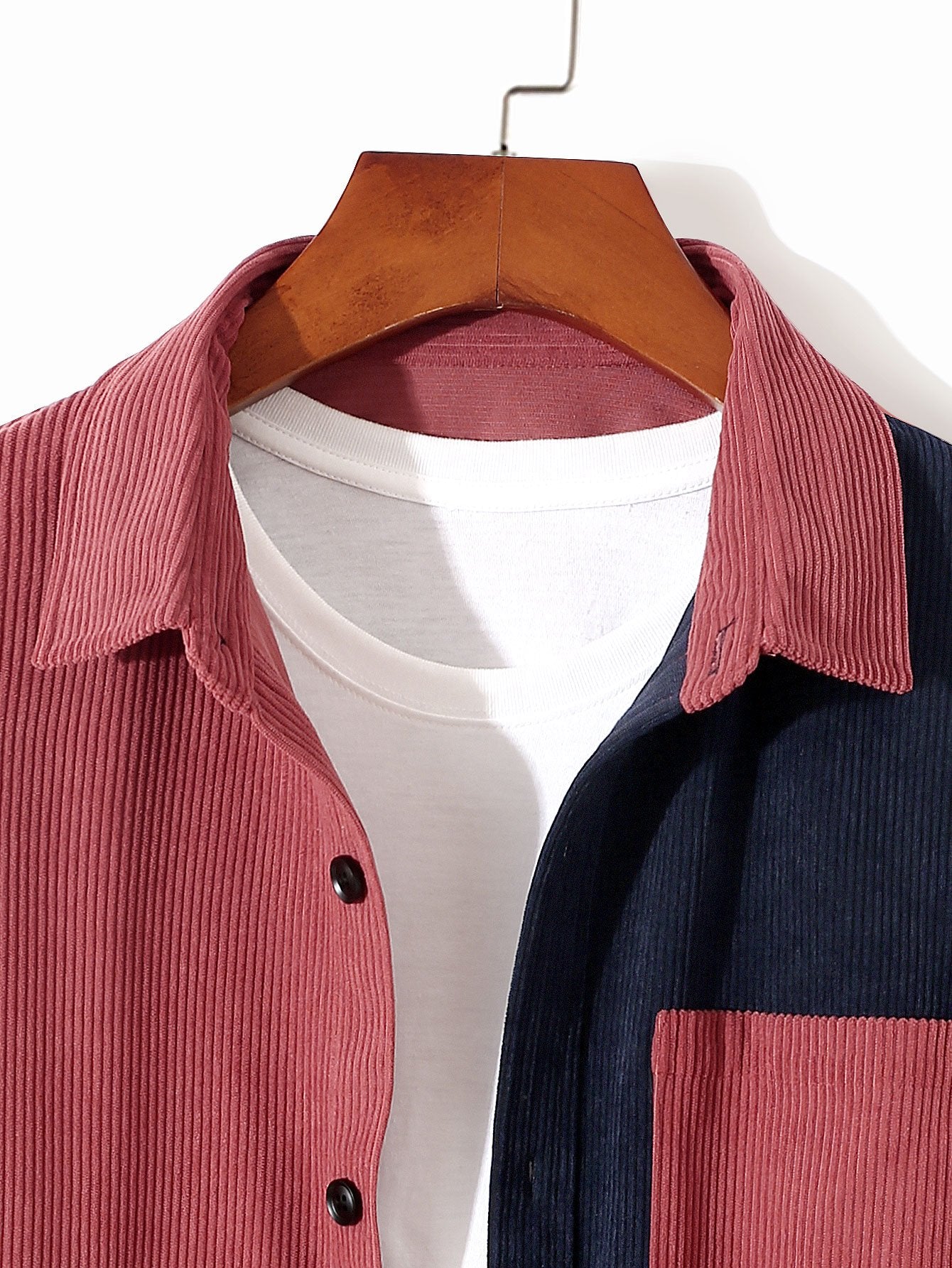 Long Sleeve Two Tone Corduroy Overshirt