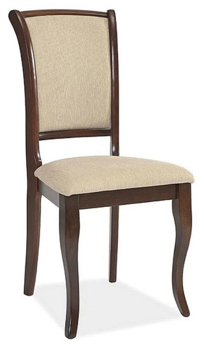 Art Nouveau dining room chair set of 6 cream / dark brown 44 x 44 x H. 96 cm - Elegant solid wood kitchen chairs - Baroque & Art Nouveau dining room furniture