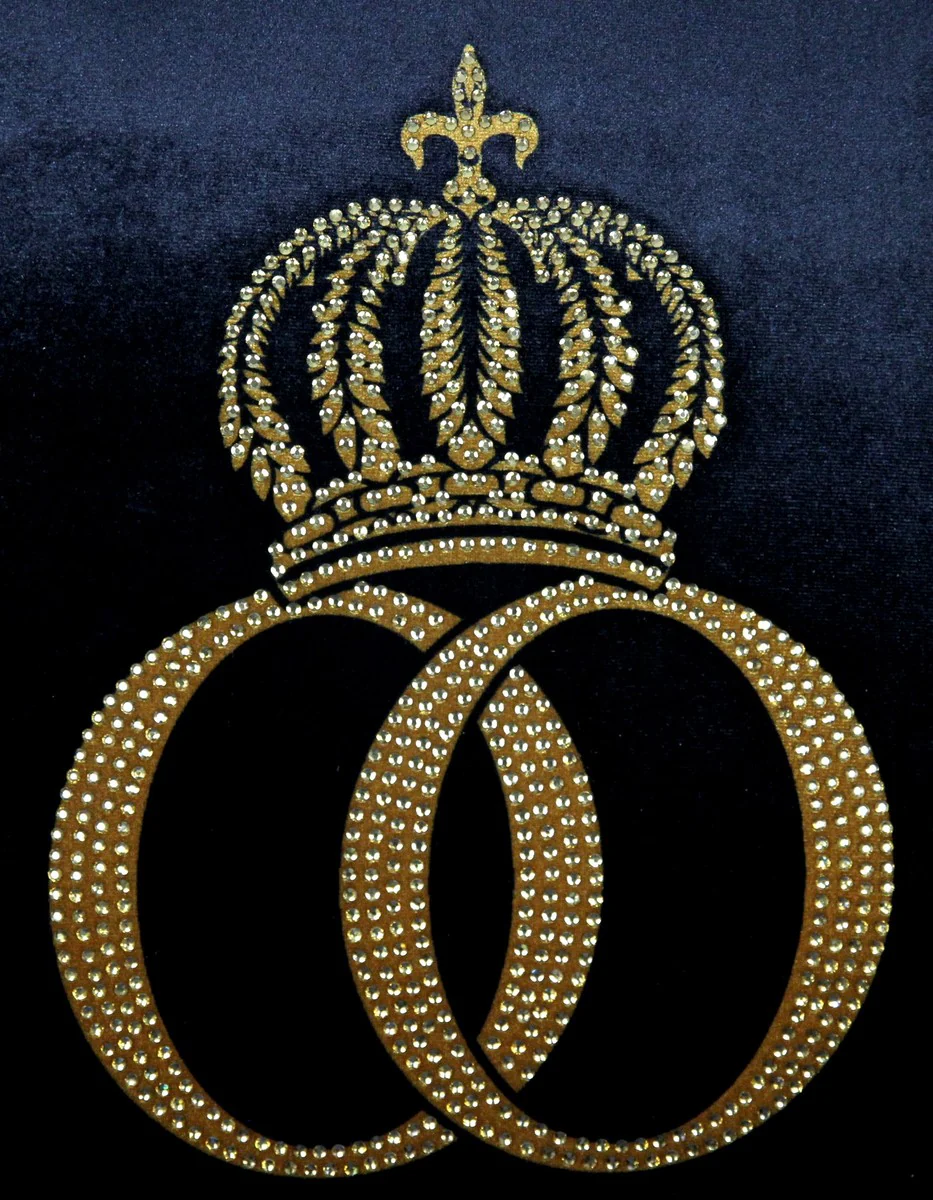 Harald Glööckler luxury decorative baroque cushion Pompöös by black / gold / black crown deluxe with rhinestones - Glööckler cushion AAA
