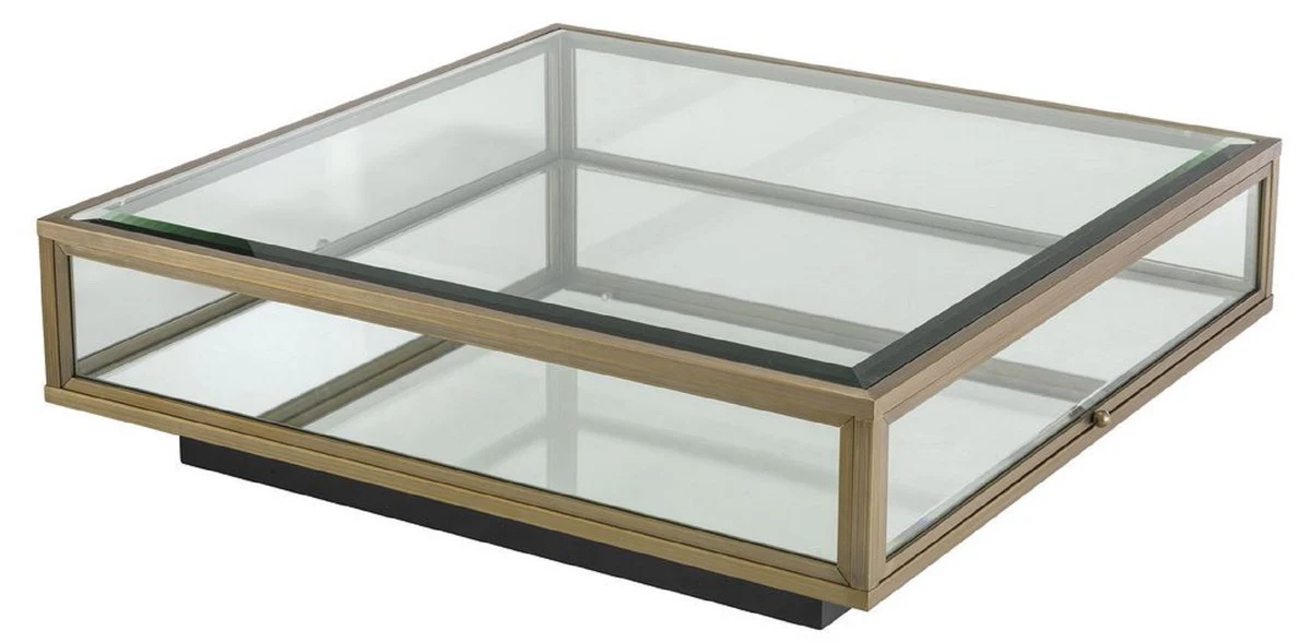 Luxury coffee table brass / black 100 x 100 x H. 30 cm - Modern living room table - Living room furniture - Luxury quality