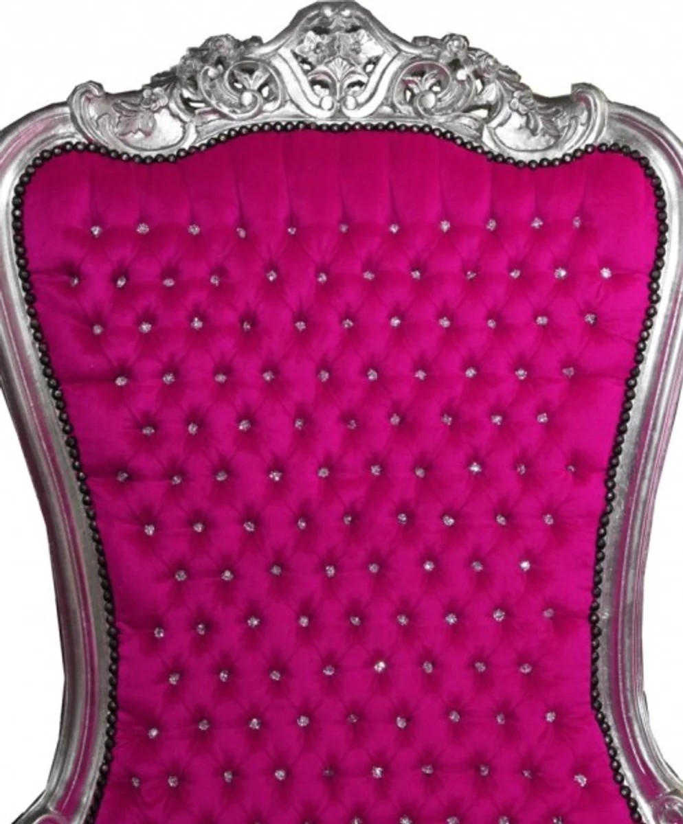 Baroque throne chair Majestic pink/silver with bling bling glitter stones - giant chair - throne chair Tron