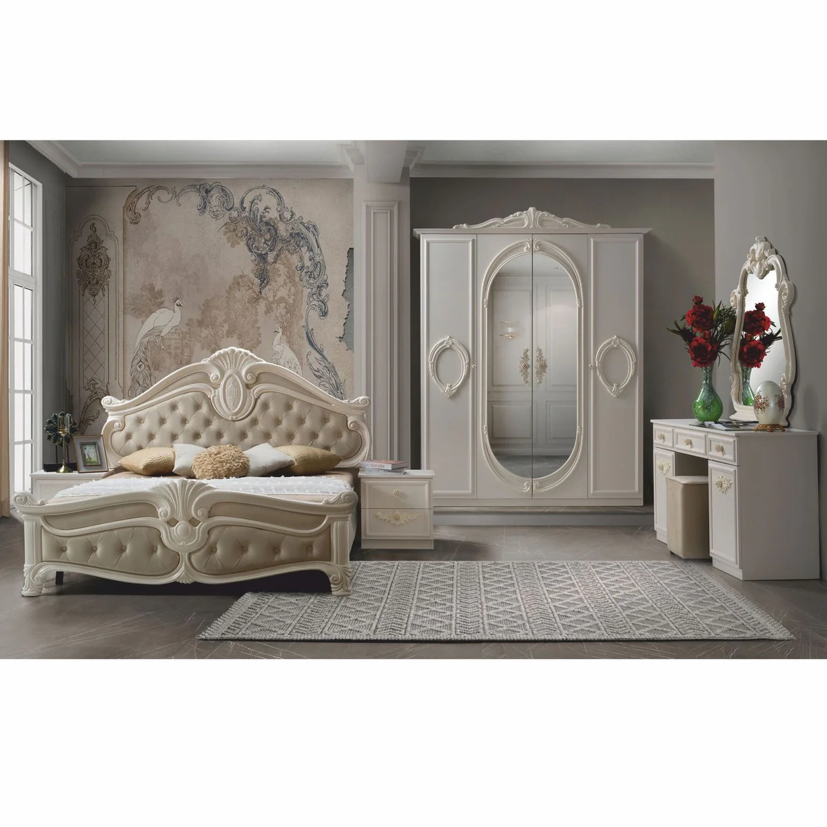 Luxury Baroque Bedroom Cabinet Cream 70