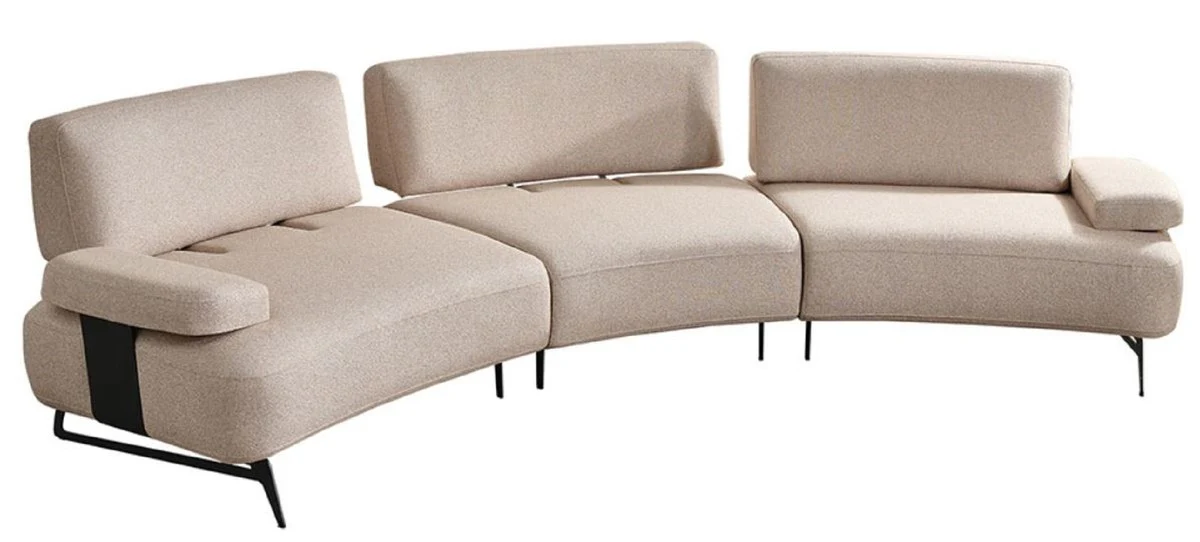 Luxury sofa with adjustable backrests beige / black 350 cm