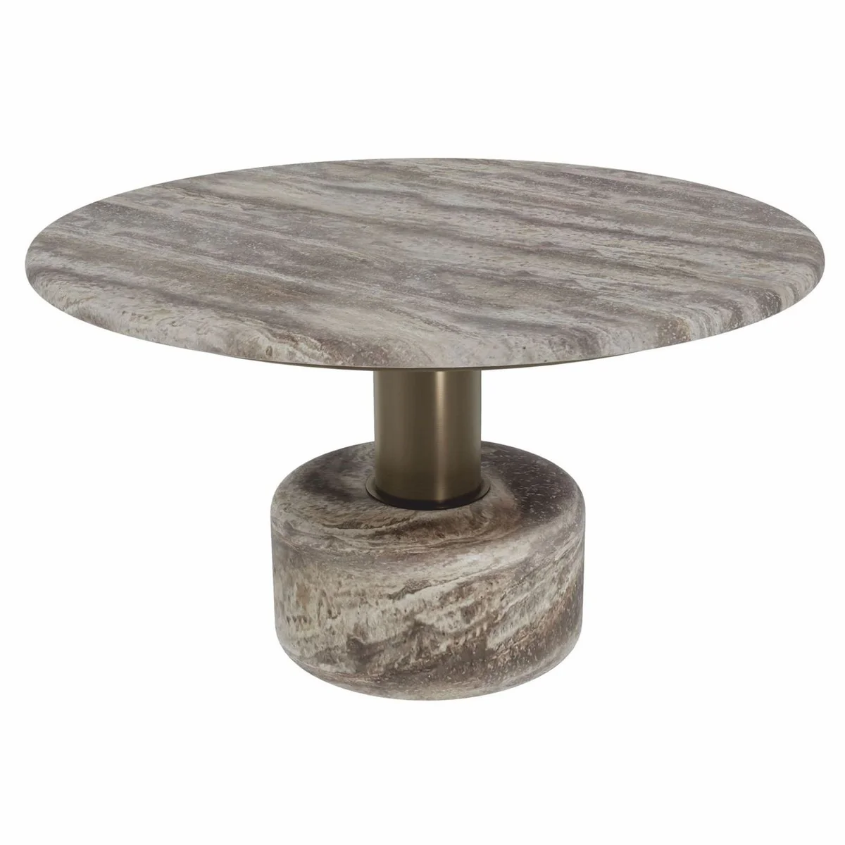 Luxury Travertine Coffee Table Gray Ø 70 cm - Luxury Living Room Furniture